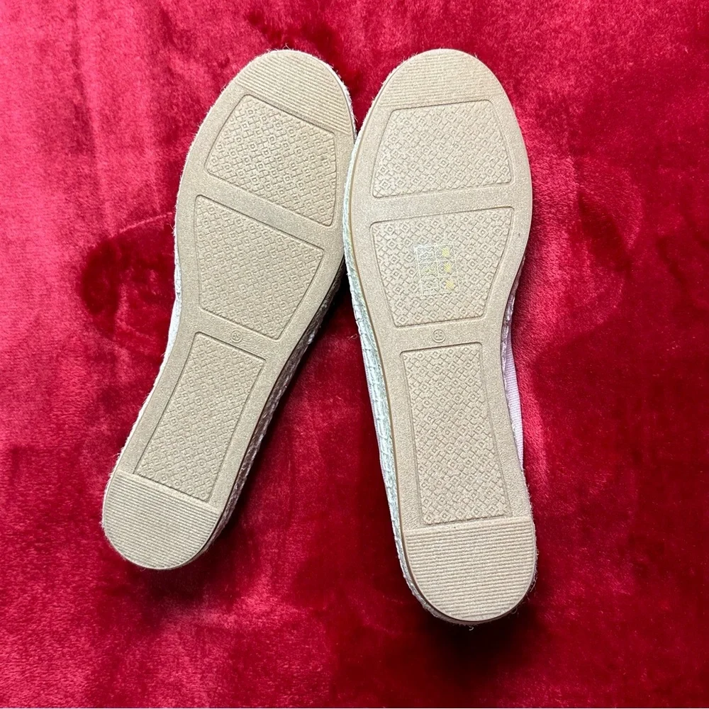 Tory Burch Pink/WhiteFlat Espadrille Size 8.5